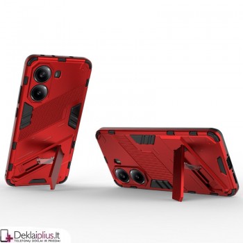 Smūgiams atsparus dėklas su kojele -raudonas (Xiaomi Poco X7 Pro 5G)